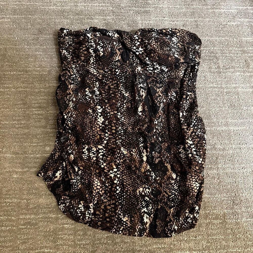 Motherhood Maternity Snake Print Brown Black Strapless Swim Top Medium
